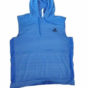 ADIDAS Mens Blue Vest Sleeveless Tank Hoodie Sweat